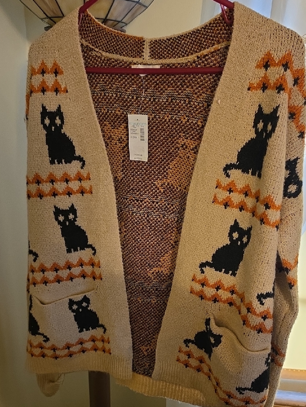 Maurices Multicolor Knit Halloween Cardigan in Tan and Black Speckle